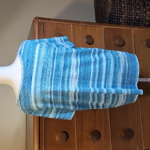 erika BLUE Tie Dye Stripe COASTAL Burnout Lace Bling Tshirt - Picture 6 of 10